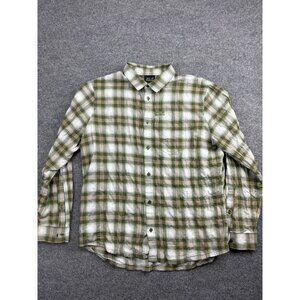 Jack Wolfskin Flannel Shirt Men's Medium Green Plaid Long Sleeve Button Up